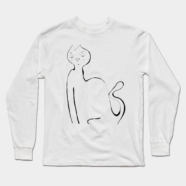 Cat Line Long Sleeve T-Shirt by Dek'Art Store